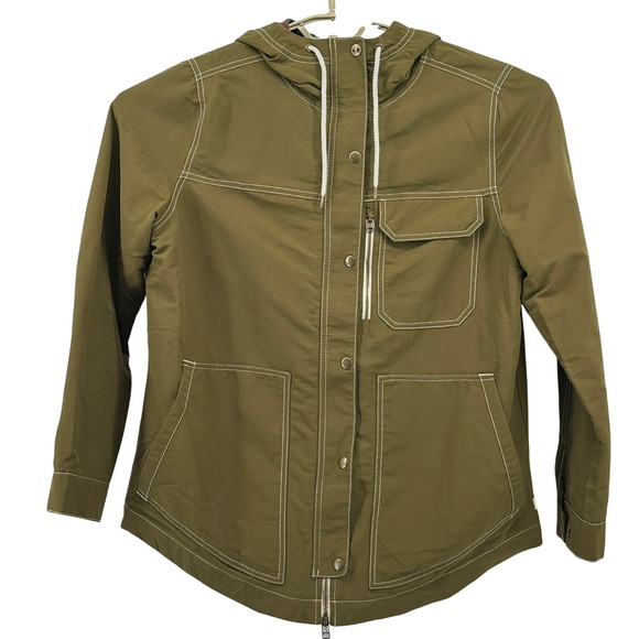 TOAD&CO(NEW!) Women M Forester Pass Parka Jacket Olive Green Plaid Lined Hooded - Picture 2 of 16